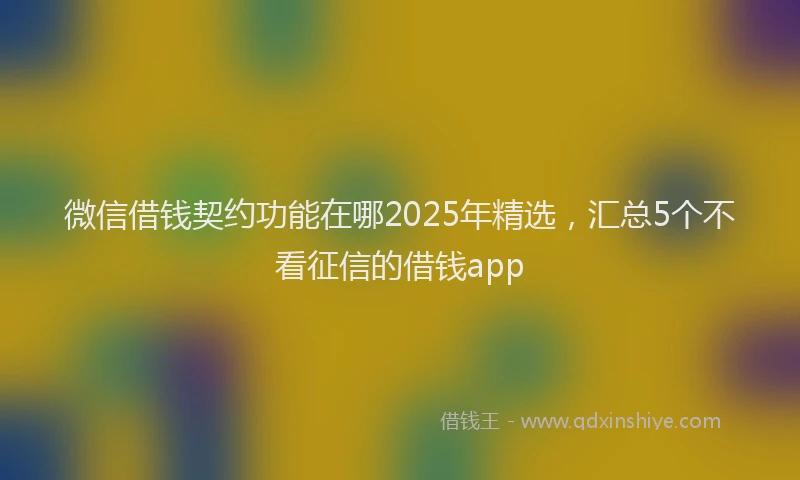 微信借钱契约功能在哪2025年精选，汇总5个不看征信的借钱app