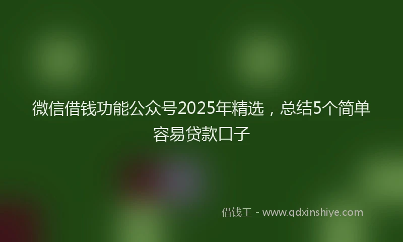 微信借钱功能公众号2025年精选，总结5个简单容易贷款口子