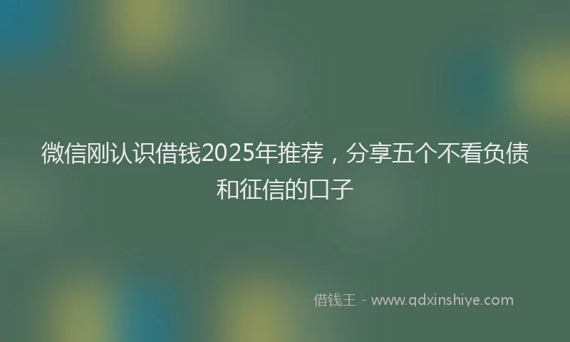 微信刚认识借钱2025年推荐，分享五个不看负债和征信的口子