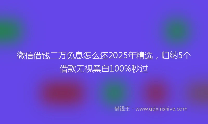 微信借钱二万免息怎么还2025年精选，归纳5个借款无视黑白100%秒过