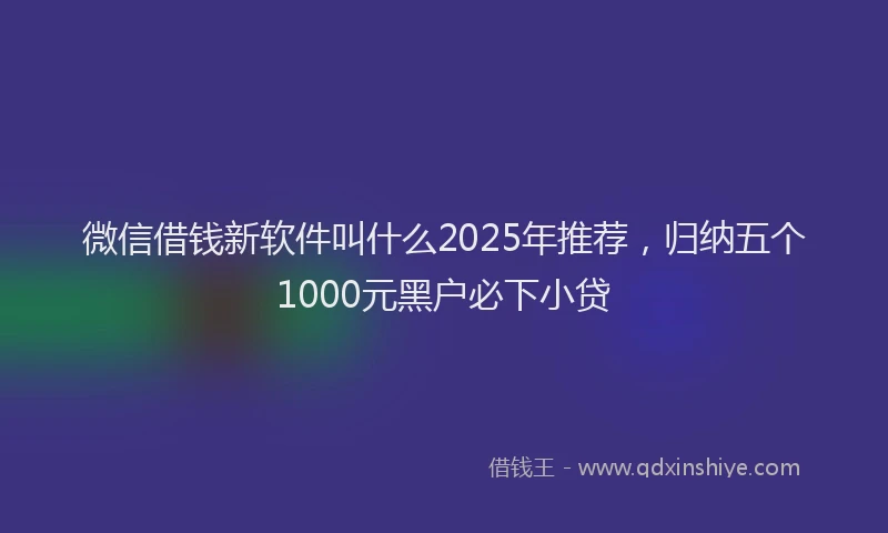 微信借钱新软件叫什么2025年推荐，归纳五个1000元黑户必下小贷
