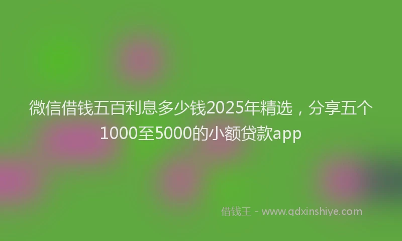微信借钱五百利息多少钱2025年精选，分享五个1000至5000的小额贷款app