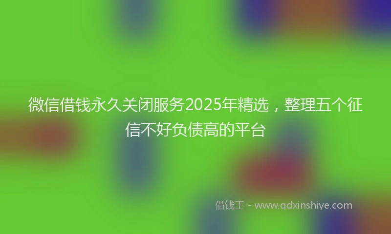 微信借钱永久关闭服务2025年精选，整理五个征信不好负债高的平台