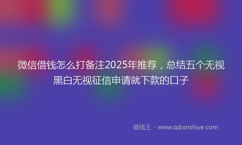 微信借钱怎么打备注2025年推荐，总结五个无视黑白无视征信申请就下款的口子