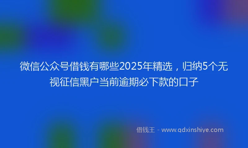 微信公众号借钱有哪些2025年精选，归纳5个无视征信黑户当前逾期必下款的口子