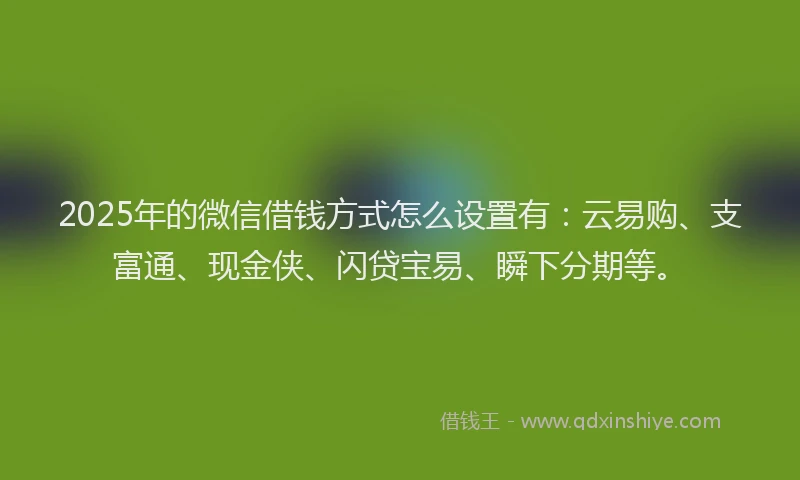 2025年的微信借钱方式怎么设置有：云易购、支富通、现金侠、闪贷宝易、瞬下分期等。
