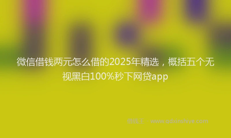 微信借钱两元怎么借的2025年精选，概括五个无视黑白100%秒下网贷app