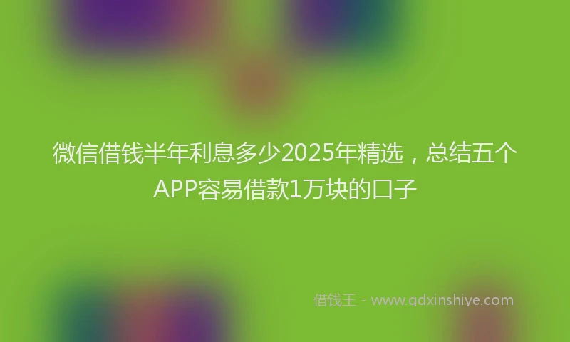 微信借钱半年利息多少2025年精选，总结五个APP容易借款1万块的口子