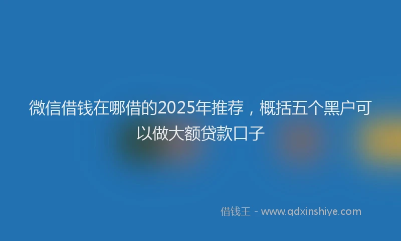 微信借钱在哪借的2025年推荐，概括五个黑户可以做大额贷款口子