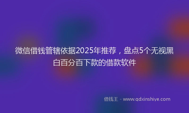 微信借钱管辖依据2025年推荐，盘点5个无视黑白百分百下款的借款软件