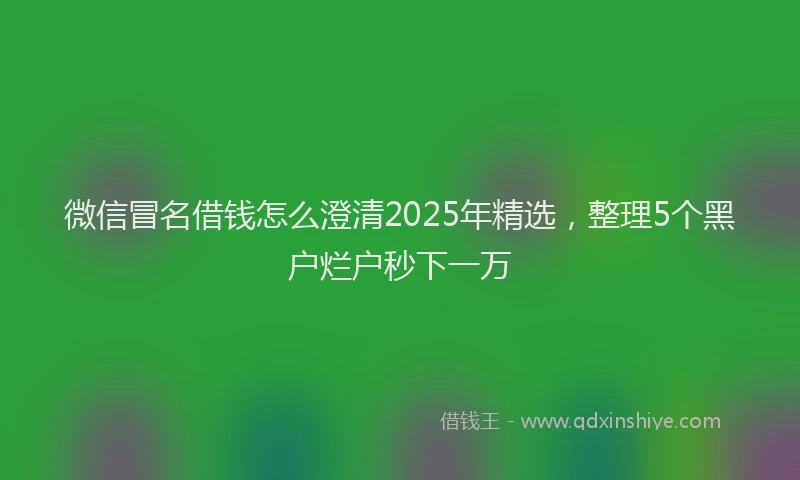 微信冒名借钱怎么澄清2025年精选，整理5个黑户烂户秒下一万