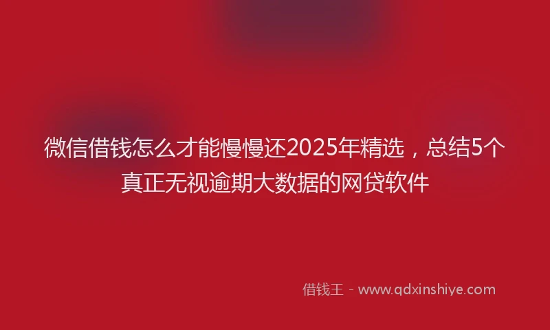 微信借钱怎么才能慢慢还2025年精选，总结5个真正无视逾期大数据的网贷软件