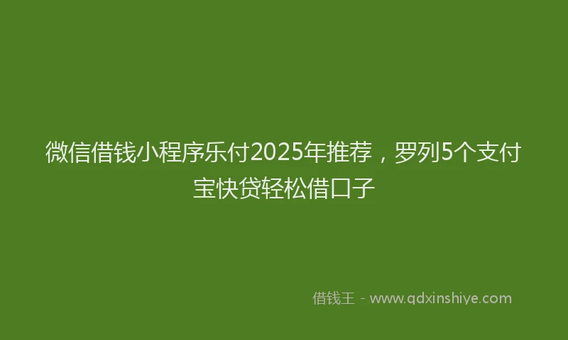 微信借钱小程序乐付2025年推荐，罗列5个支付宝快贷轻松借口子