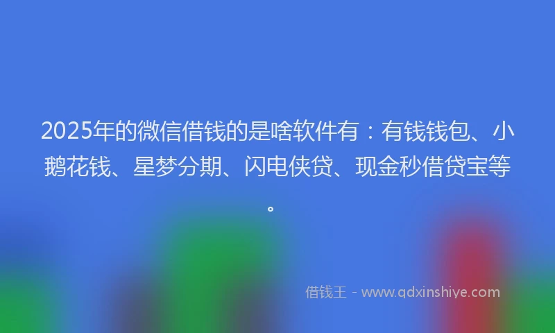 2025年的微信借钱的是啥软件有：有钱钱包、小鹅花钱、星梦分期、闪电侠贷、现金秒借贷宝等。