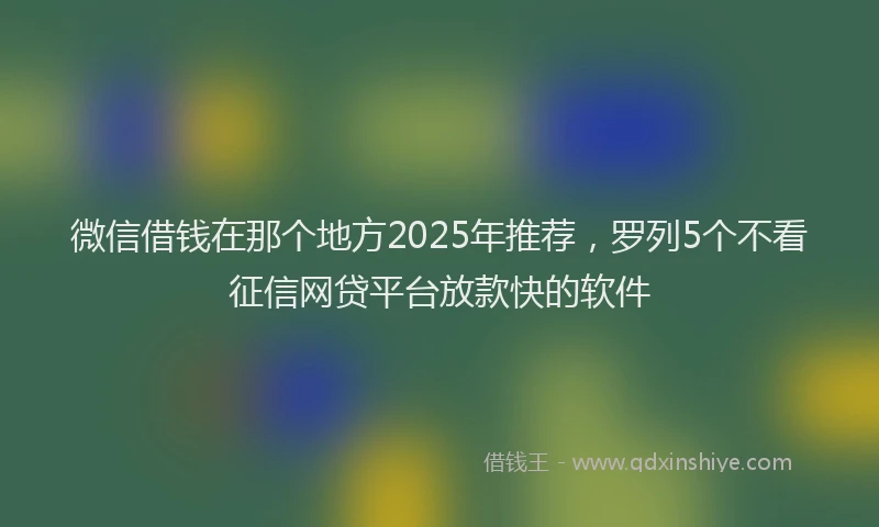 微信借钱在那个地方2025年推荐，罗列5个不看征信网贷平台放款快的软件