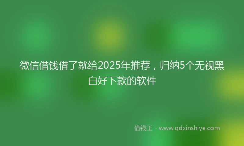 微信借钱借了就给2025年推荐，归纳5个无视黑白好下款的软件