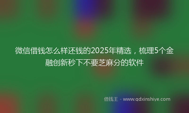 微信借钱怎么样还钱的2025年精选，梳理5个金融创新秒下不要芝麻分的软件