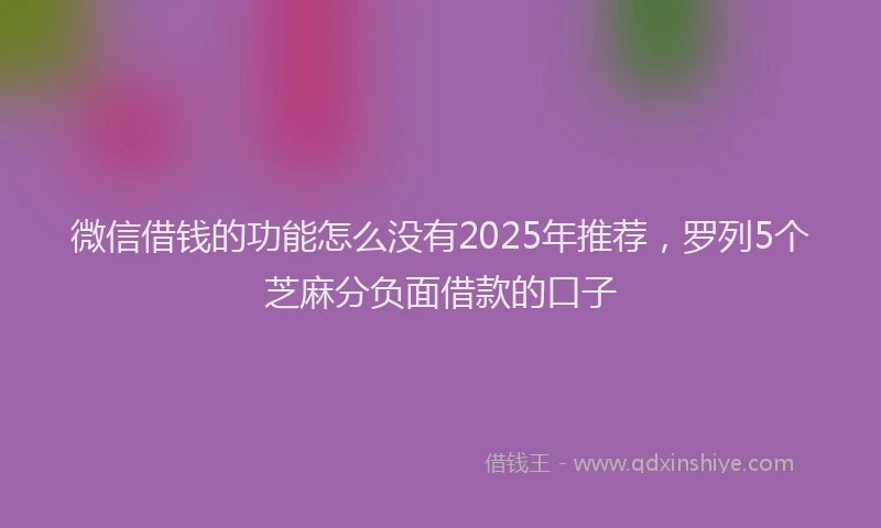 微信借钱的功能怎么没有2025年推荐，罗列5个芝麻分负面借款的口子