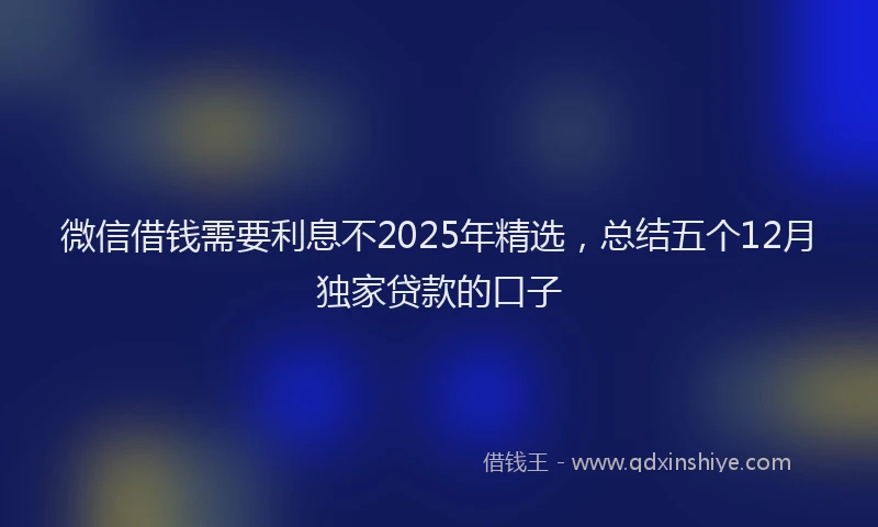微信借钱需要利息不2025年精选，总结五个12月独家贷款的口子