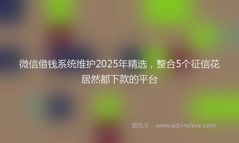 微信借钱系统维护2025年精选，整合5个征信花居然都下款的平台