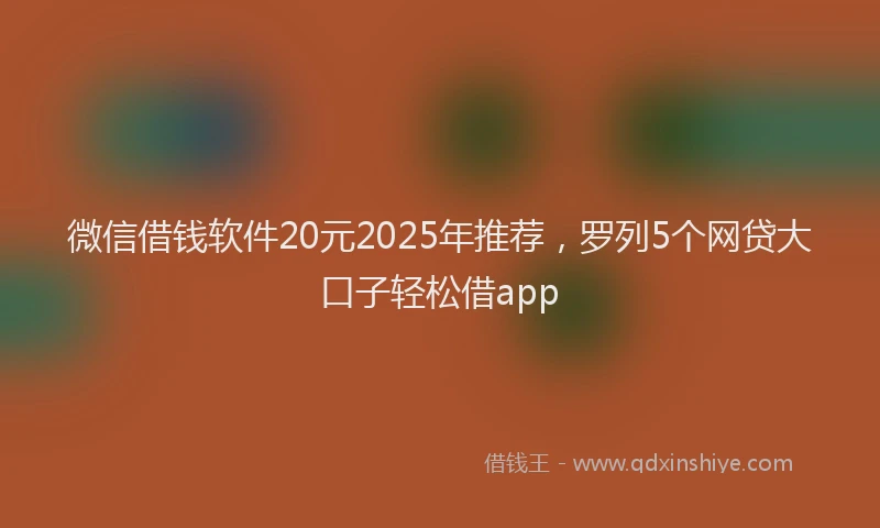 微信借钱软件20元2025年推荐，罗列5个网贷大口子轻松借app