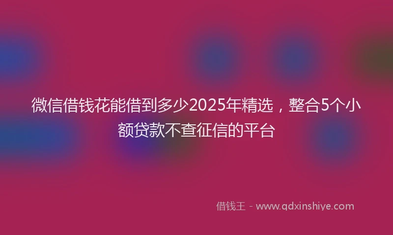 微信借钱花能借到多少2025年精选，整合5个小额贷款不查征信的平台