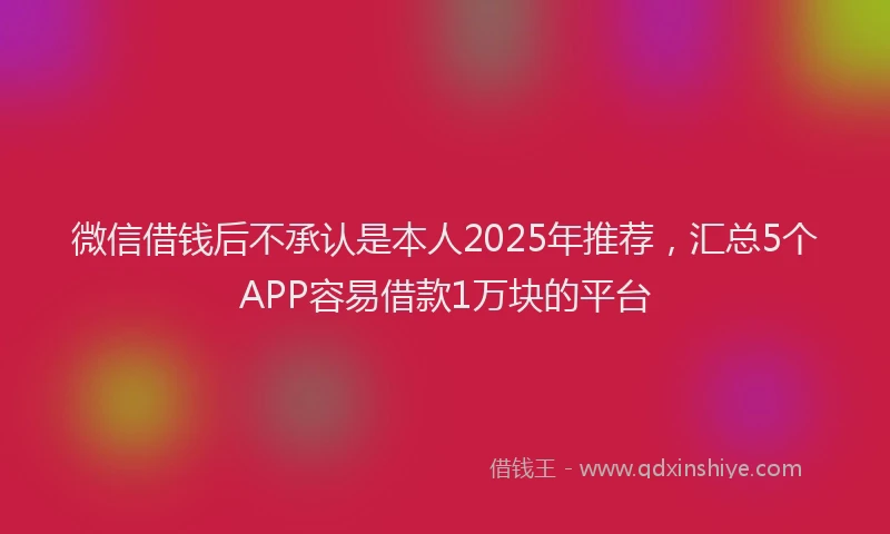 微信借钱后不承认是本人2025年推荐，汇总5个APP容易借款1万块的平台