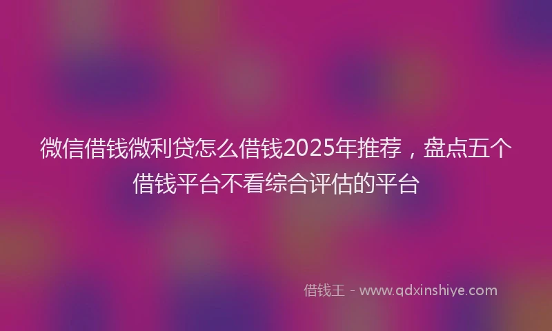 微信借钱微利贷怎么借钱2025年推荐，盘点五个借钱平台不看综合评估的平台