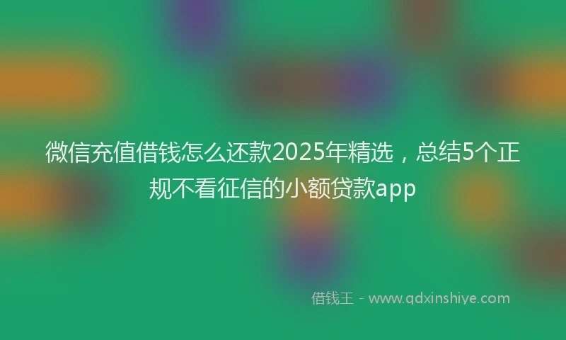 微信充值借钱怎么还款2025年精选，总结5个正规不看征信的小额贷款app