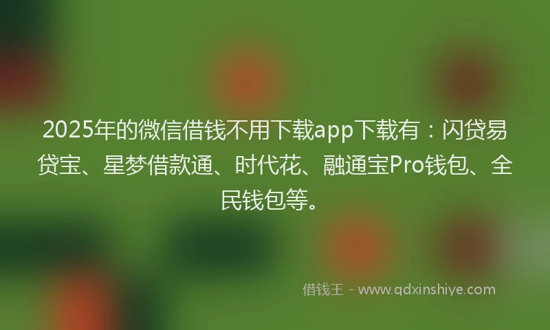 2025年的微信借钱不用下载app下载有：闪贷易贷宝、星梦借款通、时代花、融通宝Pro钱包、全民钱包等。