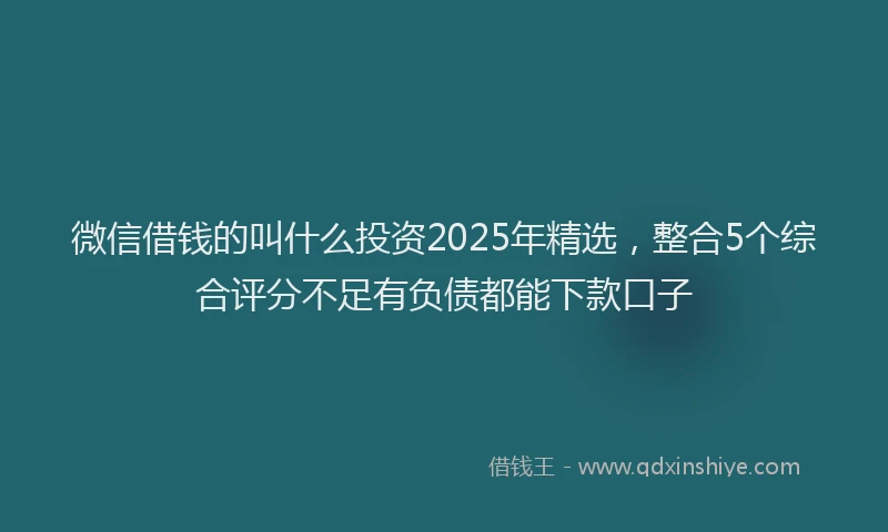 微信借钱的叫什么投资2025年精选，整合5个综合评分不足有负债都能下款口子