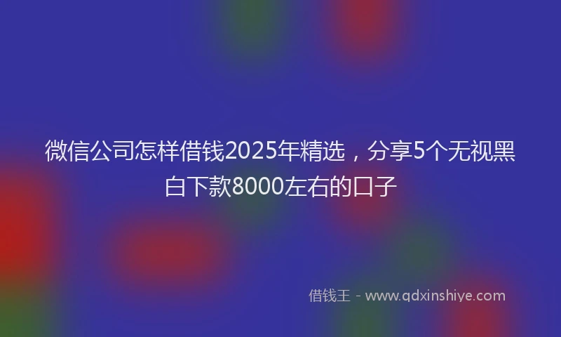 微信公司怎样借钱2025年精选，分享5个无视黑白下款8000左右的口子