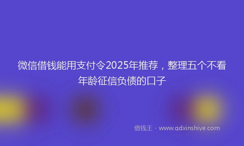 微信借钱能用支付令2025年推荐，整理五个不看年龄征信负债的口子