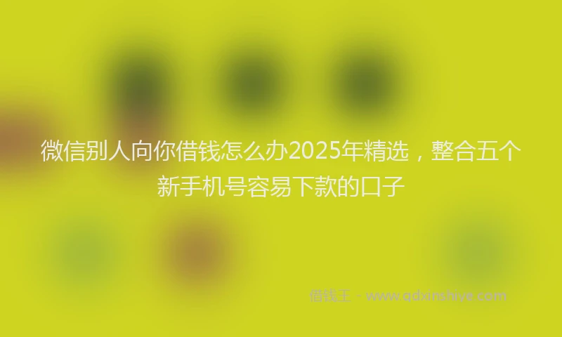 微信别人向你借钱怎么办2025年精选，整合五个新手机号容易下款的口子