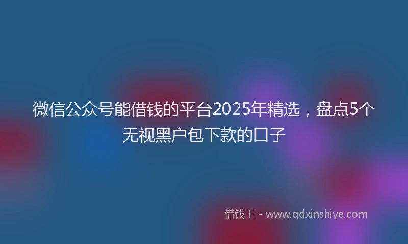 微信公众号能借钱的平台2025年精选，盘点5个无视黑户包下款的口子