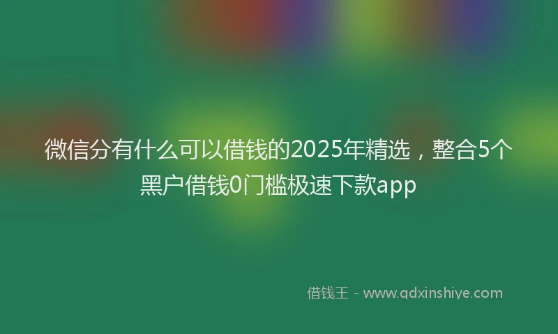 微信分有什么可以借钱的2025年精选，整合5个黑户借钱0门槛极速下款app
