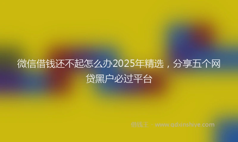 微信借钱还不起怎么办2025年精选，分享五个网贷黑户必过平台