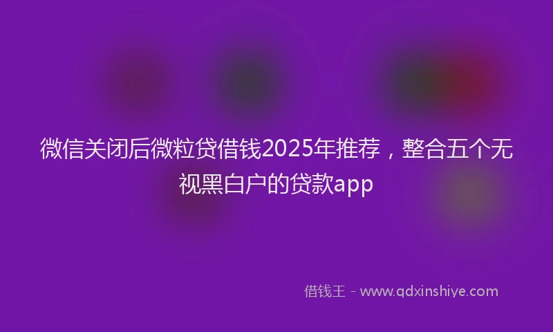 微信关闭后微粒贷借钱2025年推荐，整合五个无视黑白户的贷款app