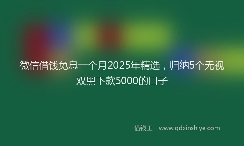 微信借钱免息一个月2025年精选，归纳5个无视双黑下款5000的口子