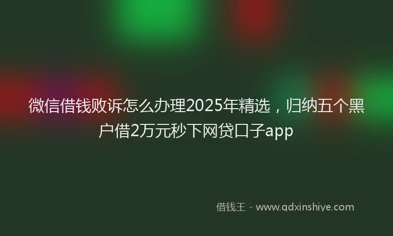 微信借钱败诉怎么办理2025年精选，归纳五个黑户借2万元秒下网贷口子app