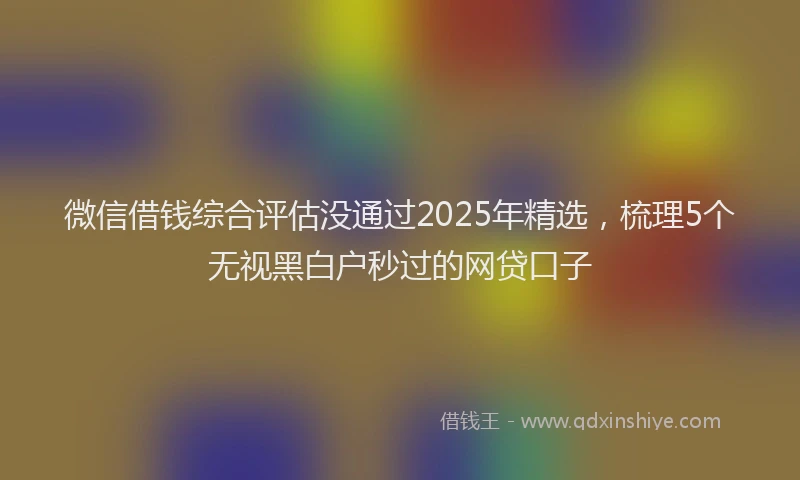 微信借钱综合评估没通过2025年精选，梳理5个无视黑白户秒过的网贷口子