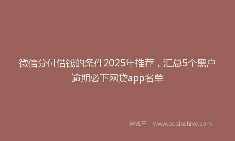 微信分付借钱的条件2025年推荐，汇总5个黑户逾期必下网贷app名单