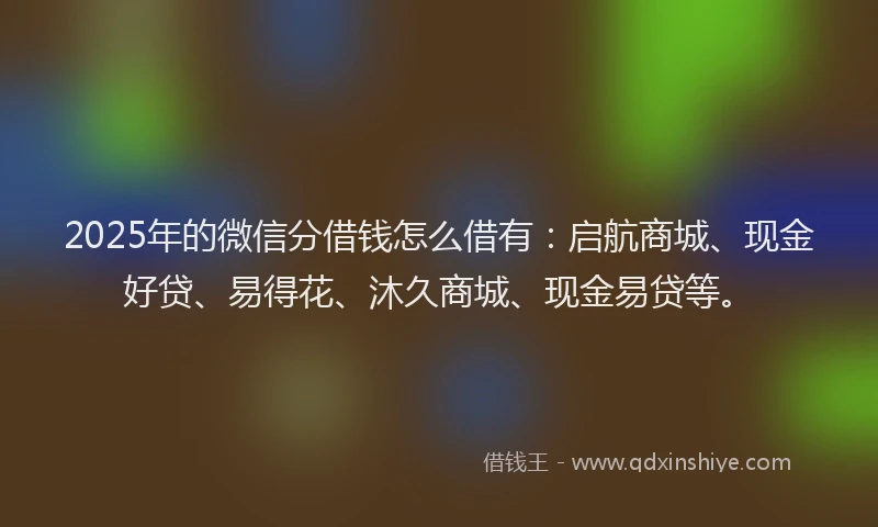 2025年的微信分借钱怎么借有：启航商城、现金好贷、易得花、沐久商城、现金易贷等。