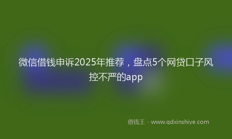 微信借钱申诉2025年推荐，盘点5个网贷口子风控不严的app