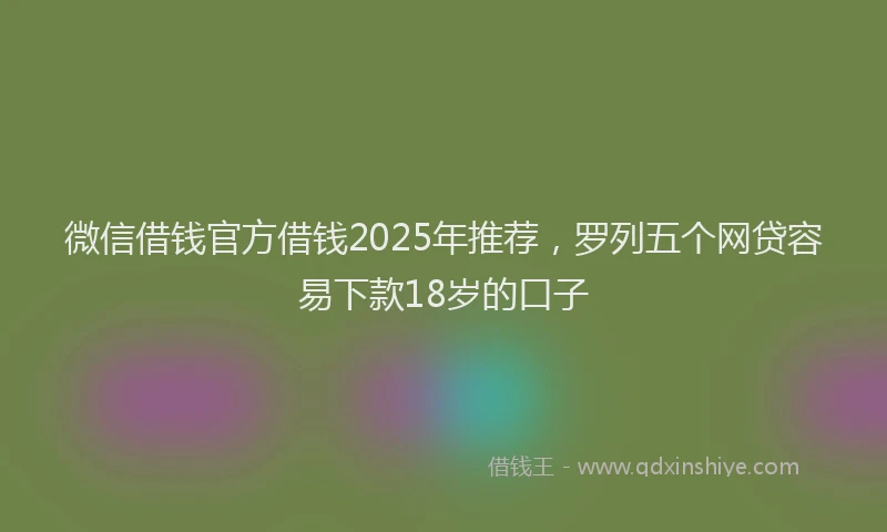 微信借钱官方借钱2025年推荐，罗列五个网贷容易下款18岁的口子