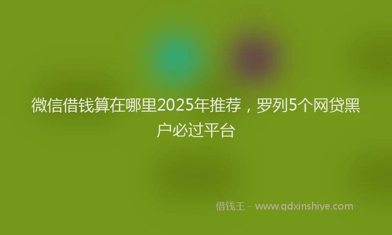 微信借钱算在哪里2025年推荐，罗列5个网贷黑户必过平台