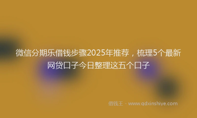 微信分期乐借钱步骤2025年推荐，梳理5个最新网贷口子今日整理这五个口子