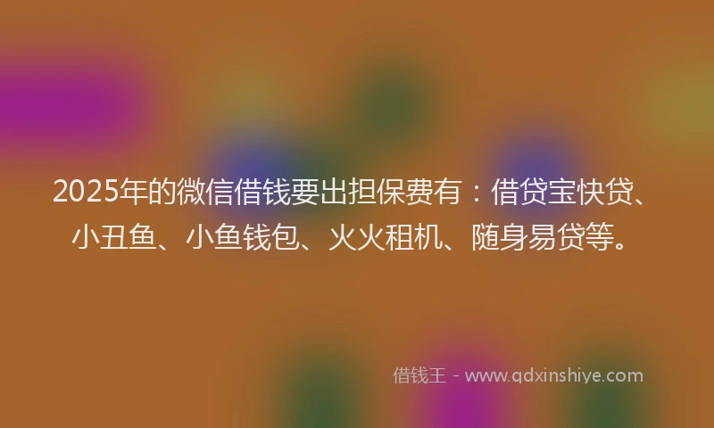 2025年的微信借钱要出担保费有：借贷宝快贷、小丑鱼、小鱼钱包、火火租机、随身易贷等。