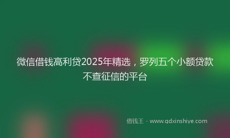 微信借钱高利贷2025年精选，罗列五个小额贷款不查征信的平台