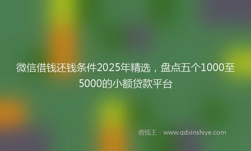 微信借钱还钱条件2025年精选，盘点五个1000至5000的小额贷款平台
